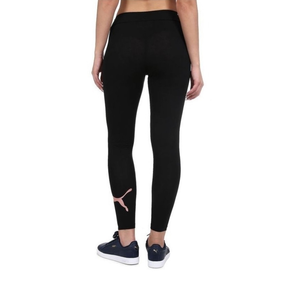 Puma Essentials Leggings Rose Gold Pink Metallic Logo Cotton Casual Size Small